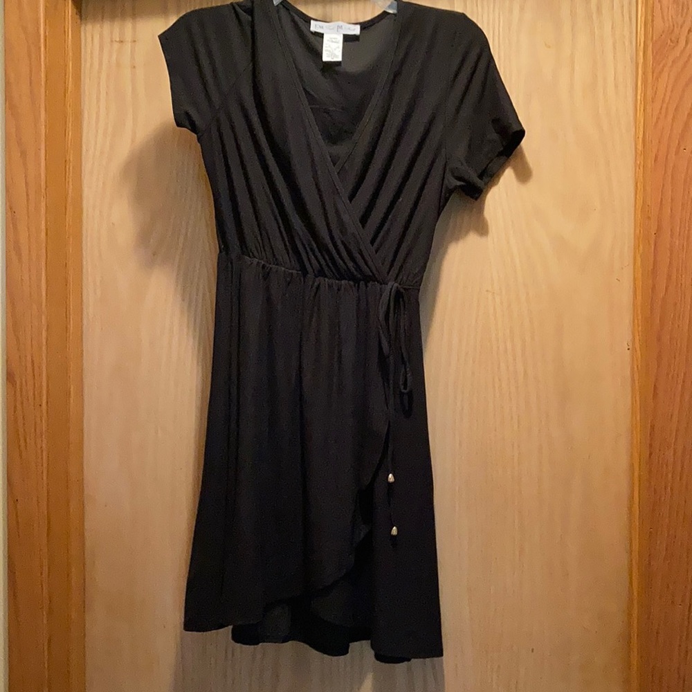 V neck Black Dress